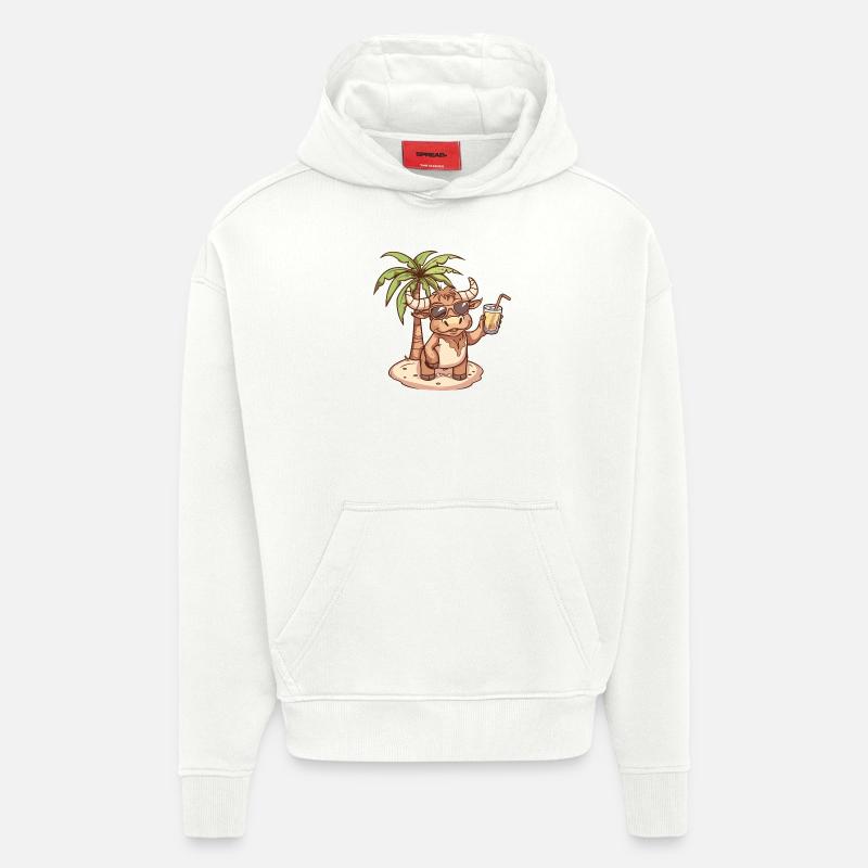 Stier Sommer Strand Comic - Hoodie- made by SPREAD  - OFF WHITE