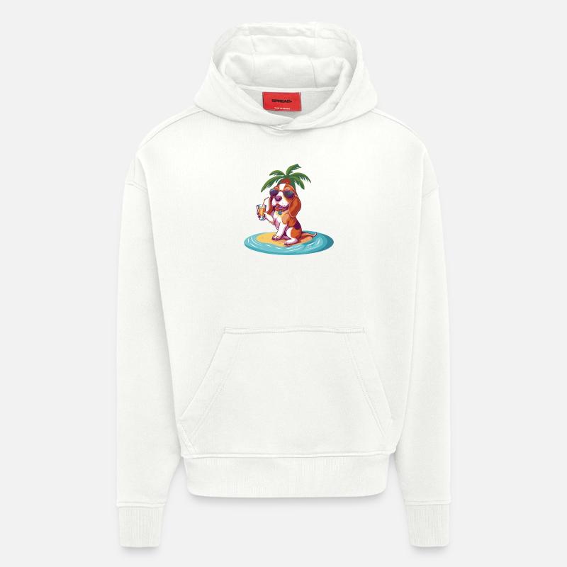 Beagle Dog Summer Beach Comic - Hoodie- made by SPREAD  - OFF WHITE