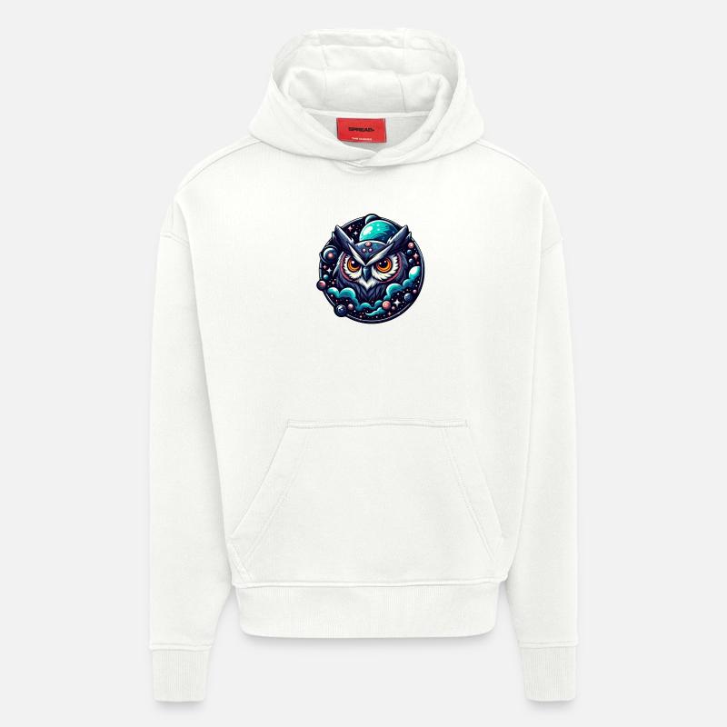 Hibou céleste - Sweat à capuche bio épais oversize fabriqué en UE - OFF WHITE