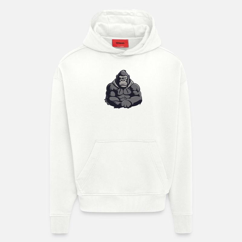 Bande dessinée Gorille - Sweat à capuche bio épais oversize fabriqué en UE - OFF WHITE