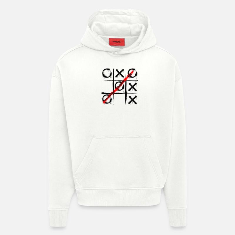 Tic Tac Toe - Graffiti Style - Sweat à capuche bio épais oversize fabriqué en UE - OFF WHITE