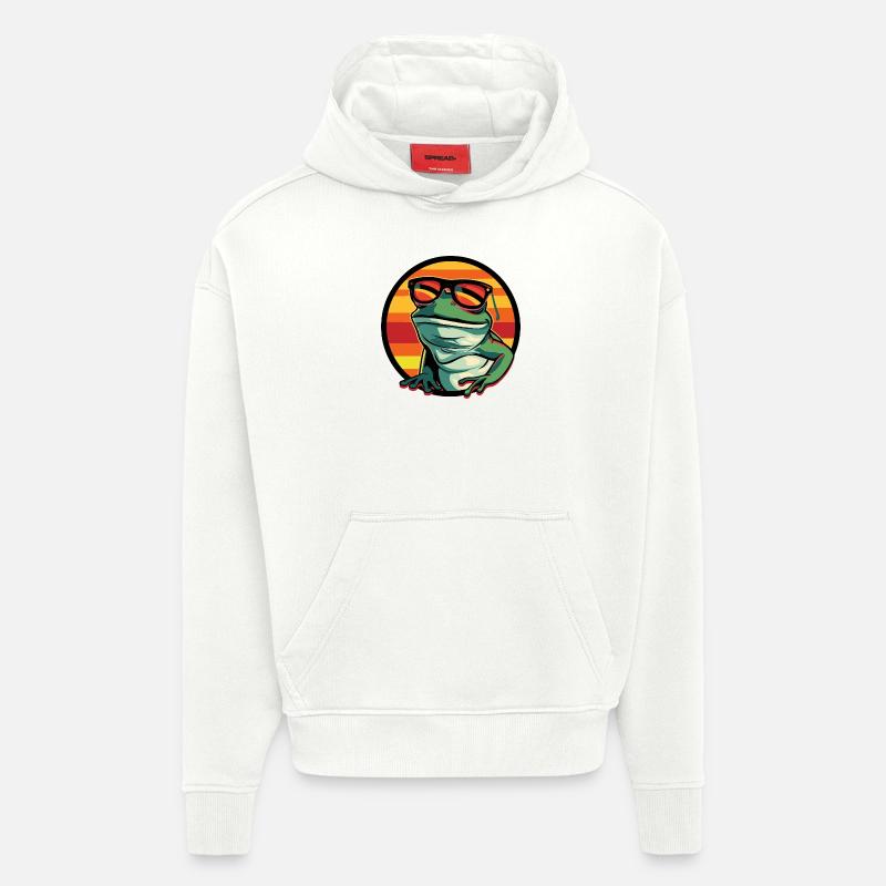 Grenouille Bande dessinée cool - Sweat à capuche bio épais oversize fabriqué en UE - OFF WHITE