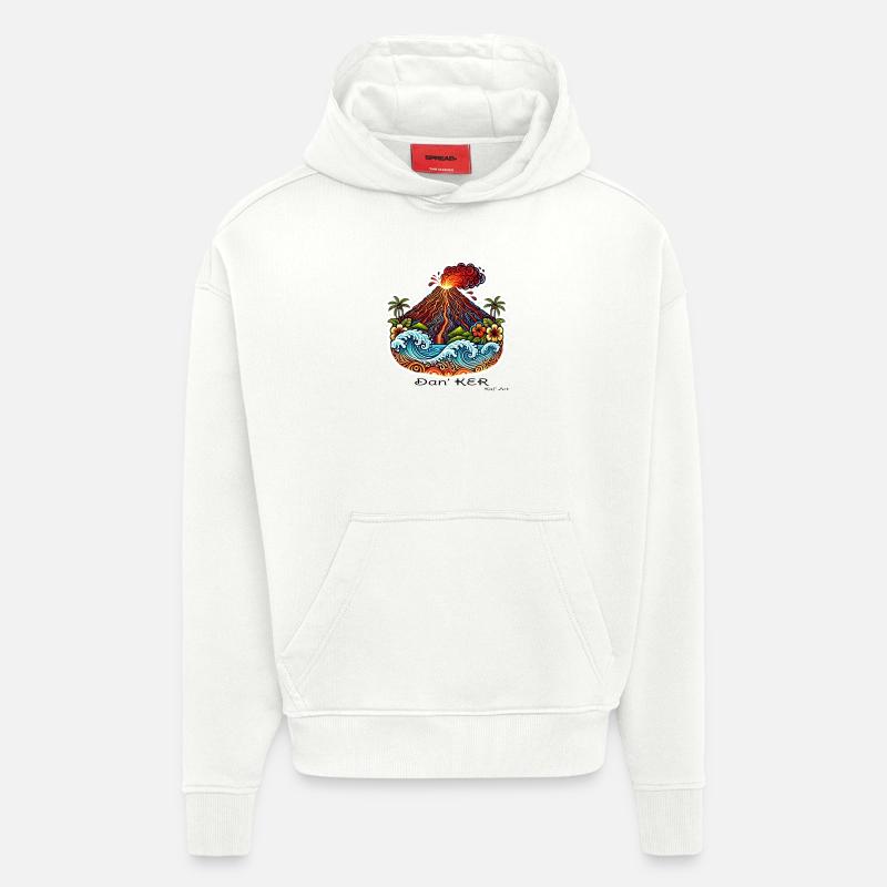 974 DAN KER 1 - Sweat à capuche bio épais oversize fabriqué en UE - OFF WHITE
