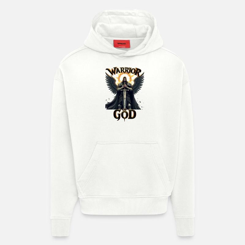 GUERRIER DE DIEU - Chevalier Noir - Sweat à capuche bio épais oversize fabriqué en UE - OFF WHITE