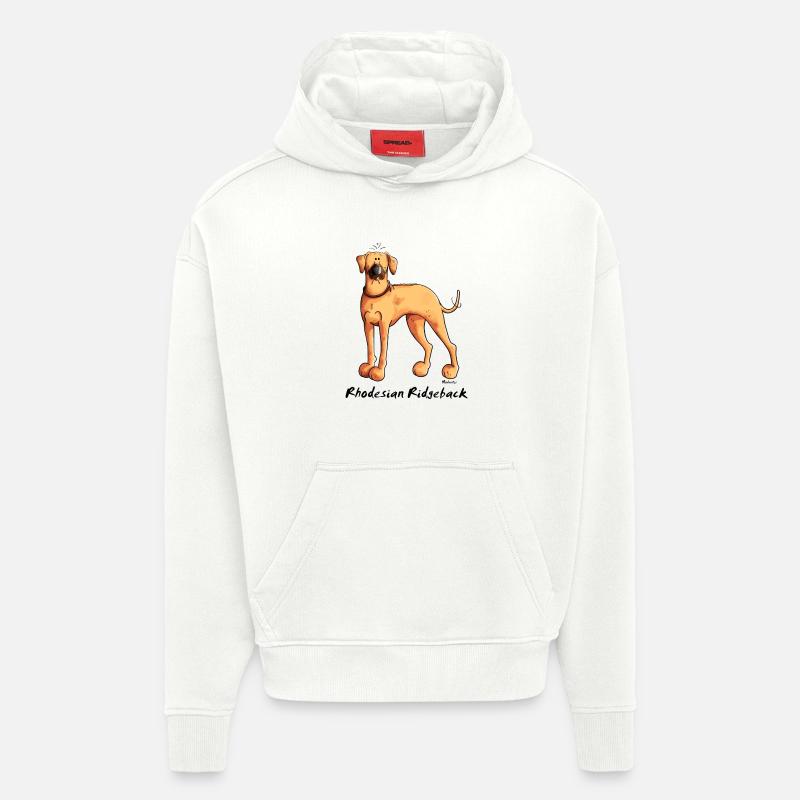 Drôle Rhodesian Ridgeback - Sweat à capuche bio épais oversize fabriqué en UE - OFF WHITE