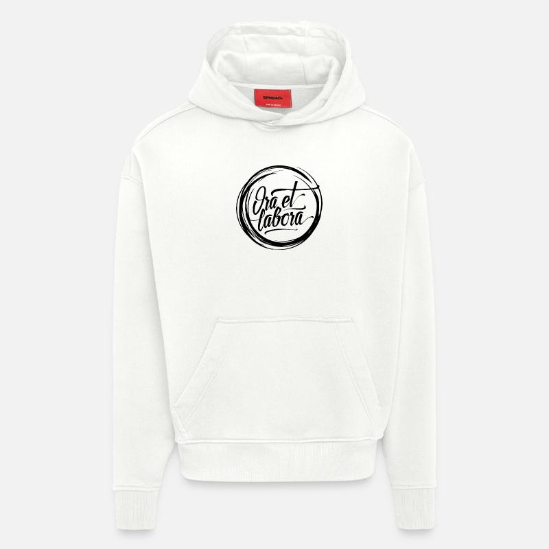 Ora et labora - Sweat à capuche bio épais oversize fabriqué en UE - OFF WHITE