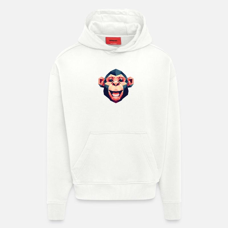 Singe polygonal - Sweat à capuche bio épais oversize fabriqué en UE - OFF WHITE
