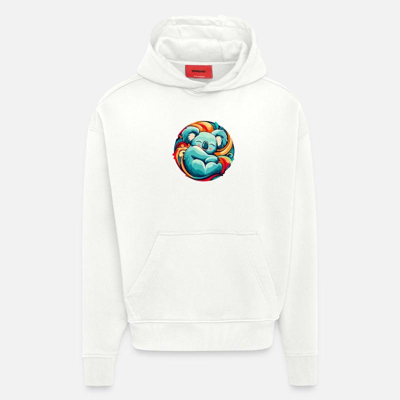 Koala dort - Sweat à capuche bio épais oversize fabriqué en UE - OFF WHITE