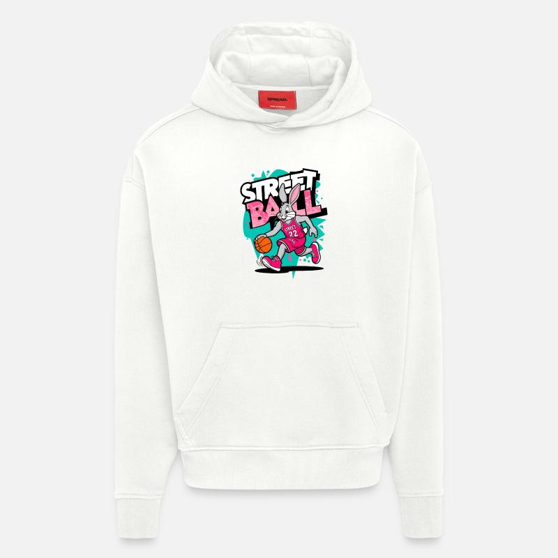 Lapin de basket-ball - Sweat à capuche bio épais oversize fabriqué en UE - OFF WHITE