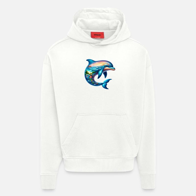 Dauphin - Sweat à capuche bio épais oversize fabriqué en UE - OFF WHITE