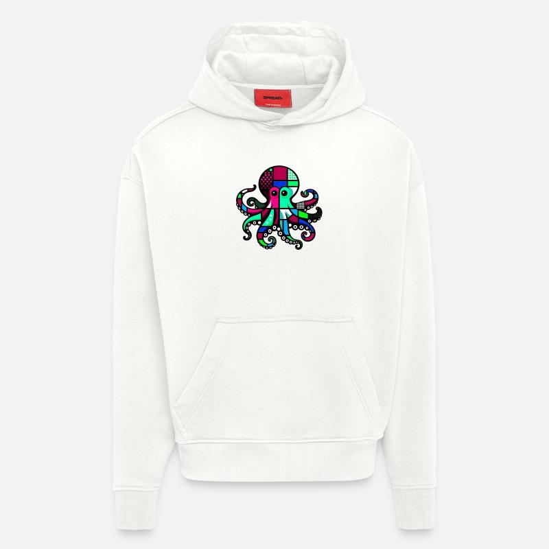Pieuvre - Sweat à capuche bio épais oversize fabriqué en UE - OFF WHITE