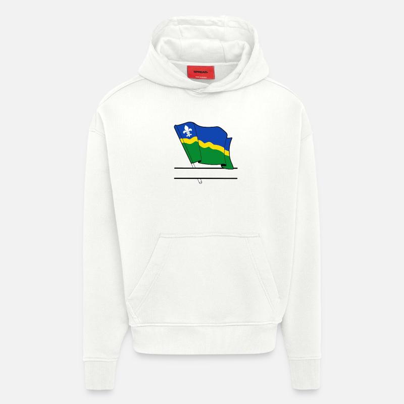 Drapeau Flevoland bannière de texte - Sweat à capuche bio épais oversize fabriqué en UE - OFF WHITE