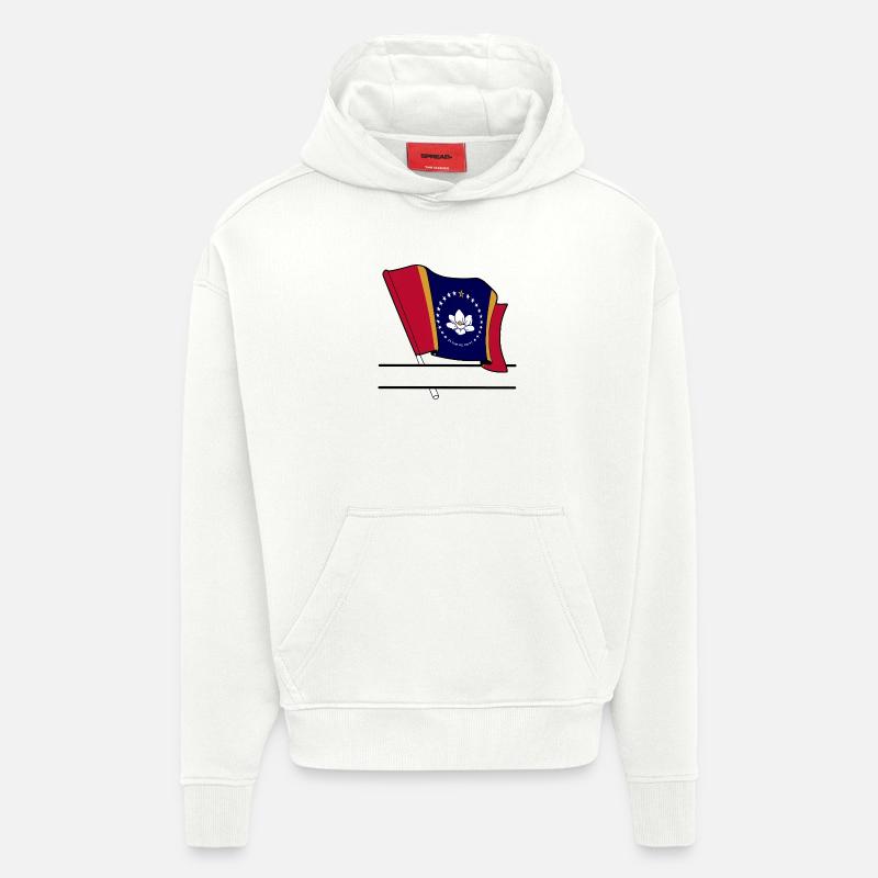 Drapeau Mississippi bannière de texte - Sweat à capuche bio épais oversize fabriqué en UE - OFF WHITE