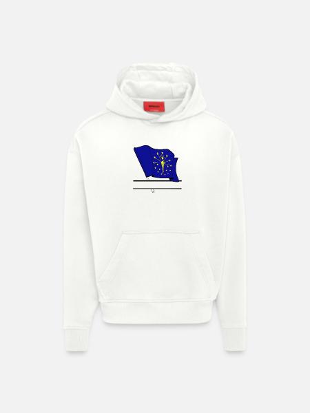 Flagge Indiana Textbanner - Hoodie- made by SPREAD - OFF WHITE