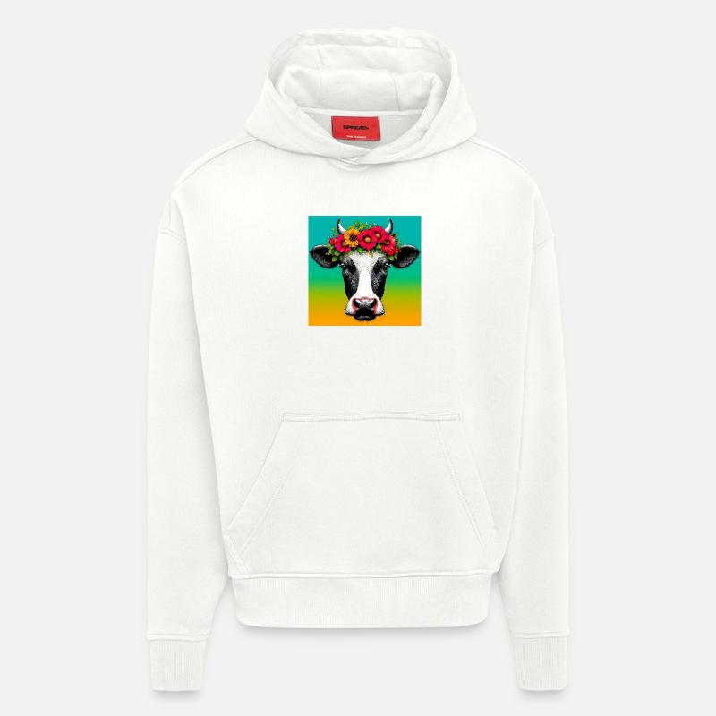 cow - Hoodie- made by SPREAD  - OFF WHITE