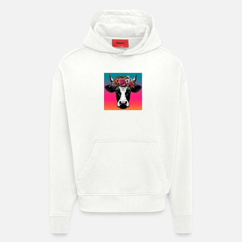 vache - Sweat à capuche bio épais oversize fabriqué en UE - OFF WHITE