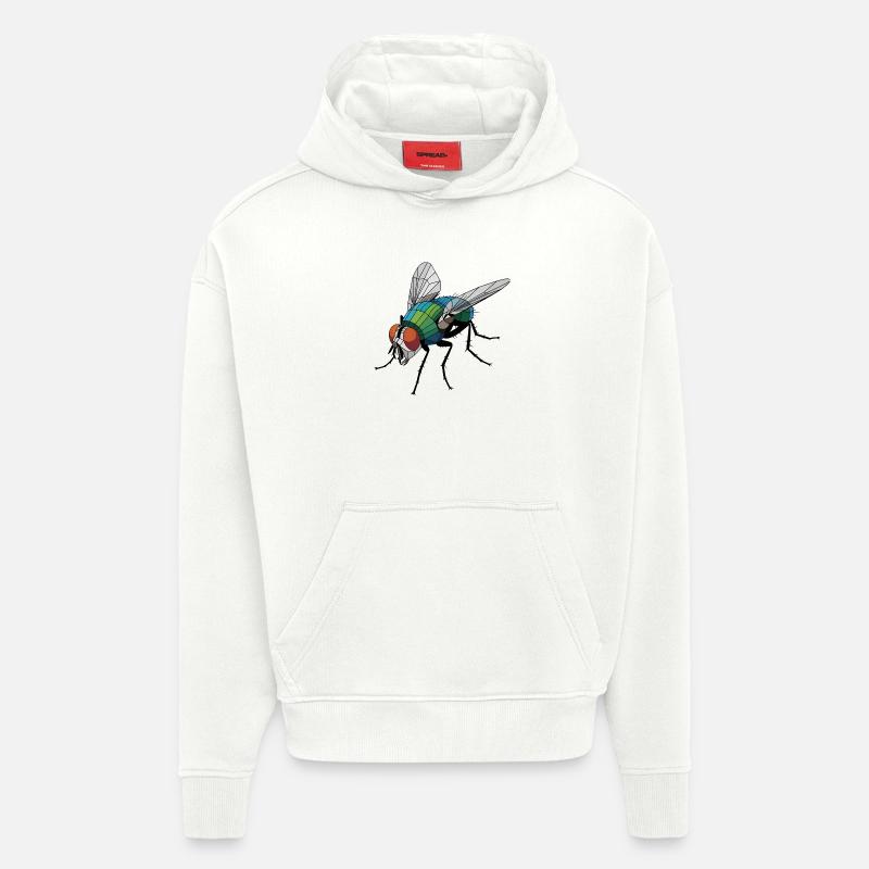 Mouche - Logo Low Poly cool - Sweat à capuche bio épais oversize fabriqué en UE - OFF WHITE