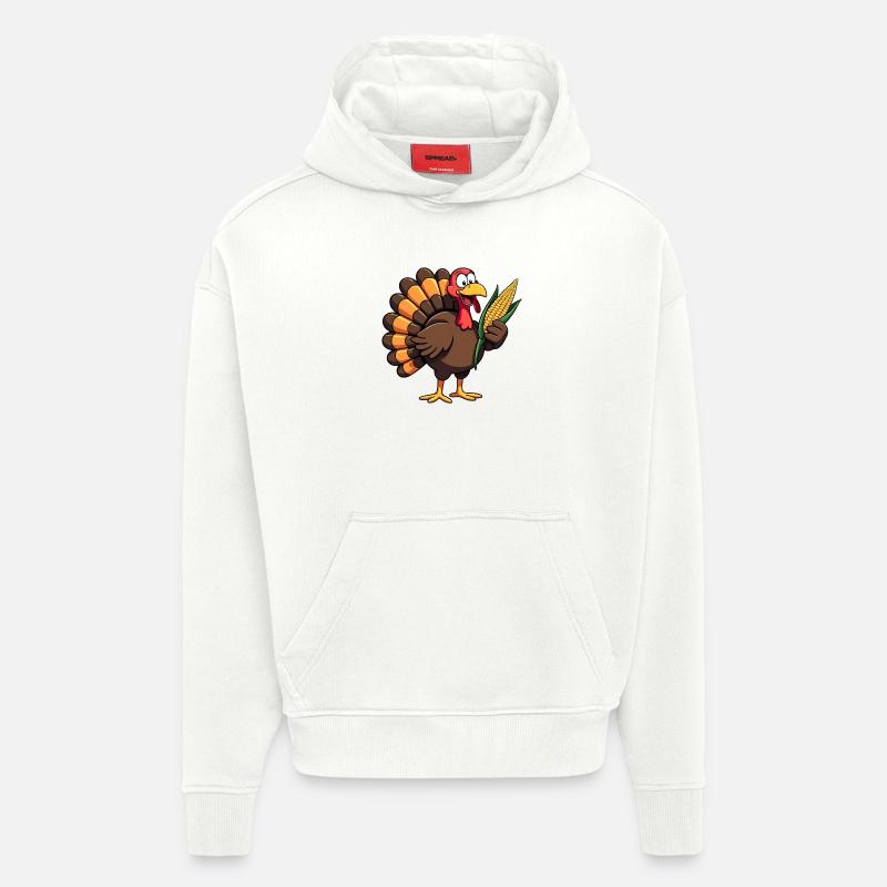 Thanksgiving Drôle Dinde de Thanksgiving - Sweat à capuche bio épais oversize fabriqué en UE - OFF WHITE