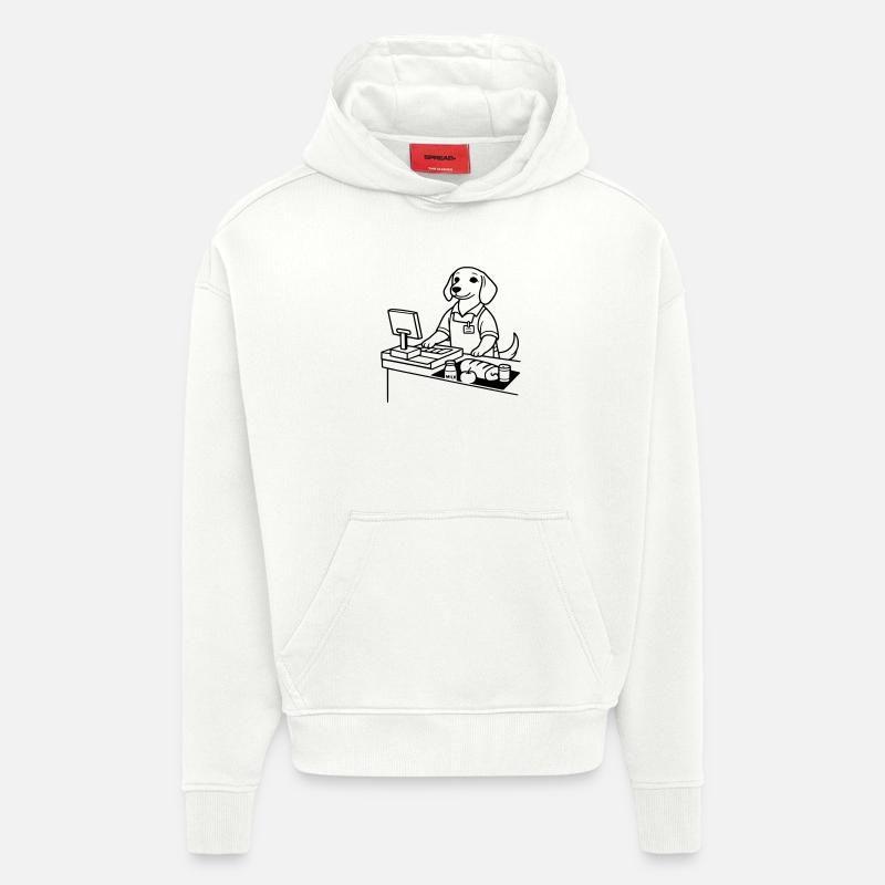 Caissière de chiens de supermarché - Sweat à capuche bio épais oversize fabriqué en UE - OFF WHITE