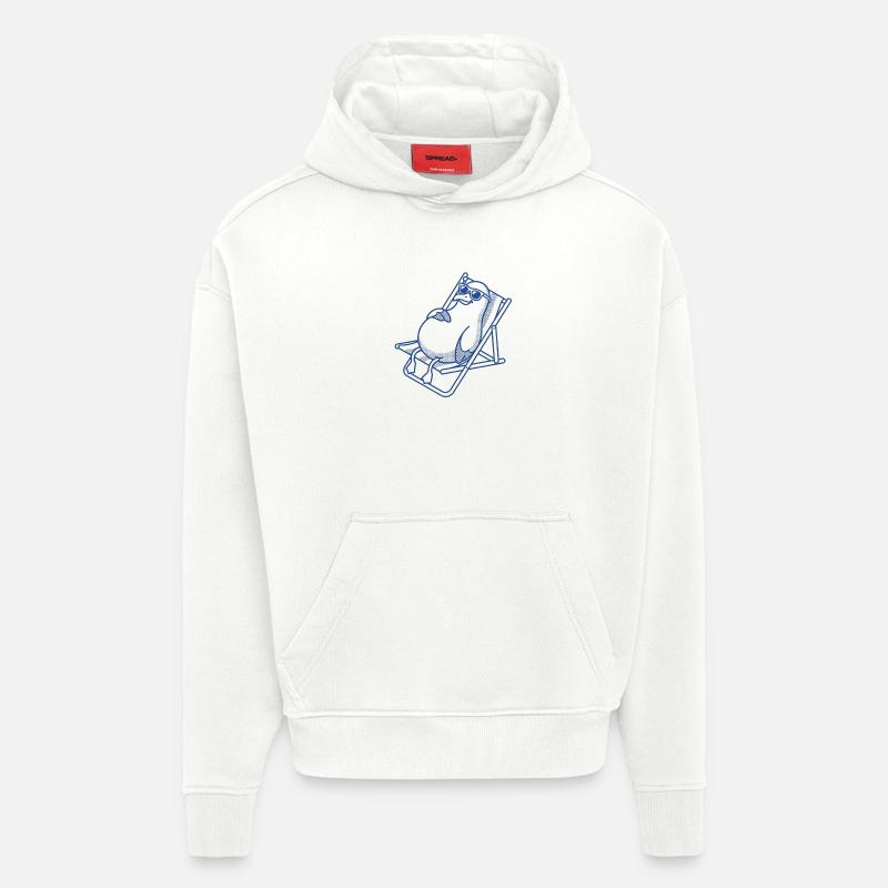 Penguin frissonne sur le banc - Sweat à capuche bio épais oversize fabriqué en UE - OFF WHITE