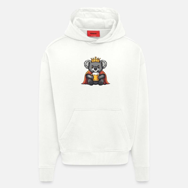 Roi de la Bière Koala - Sweat à capuche bio épais oversize fabriqué en UE - OFF WHITE