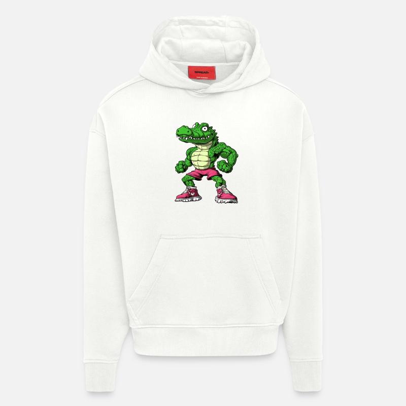 Gym Alligator - Sweat à capuche bio épais oversize fabriqué en UE - OFF WHITE