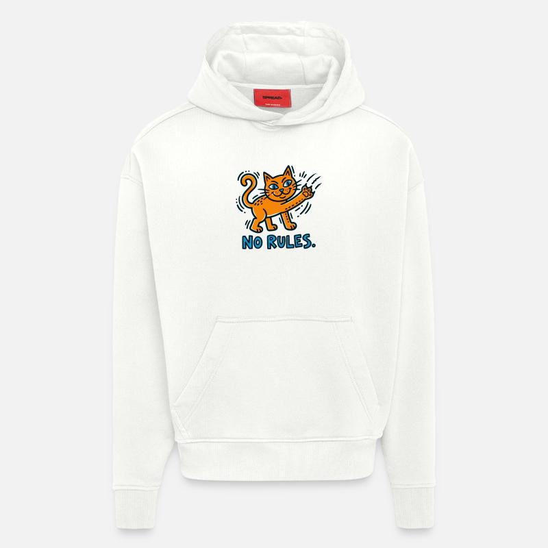 Rébellion des chats : Pas de règles - Sweat à capuche bio épais oversize fabriqué en UE - OFF WHITE