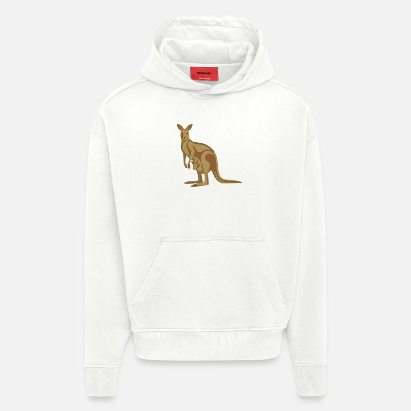 Känguru Mutter mit Nachwuchs - Hoodie- made by SPREAD  - OFF WHITE
