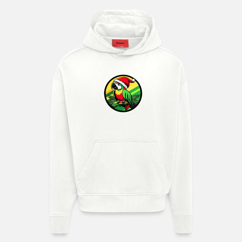 Noël à Papagai - Sweat à capuche bio épais oversize fabriqué en UE - OFF WHITE