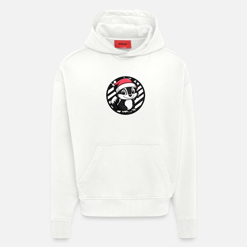 Skunk X-Mas Noël Noël - Sweat à capuche bio épais oversize fabriqué en UE - OFF WHITE