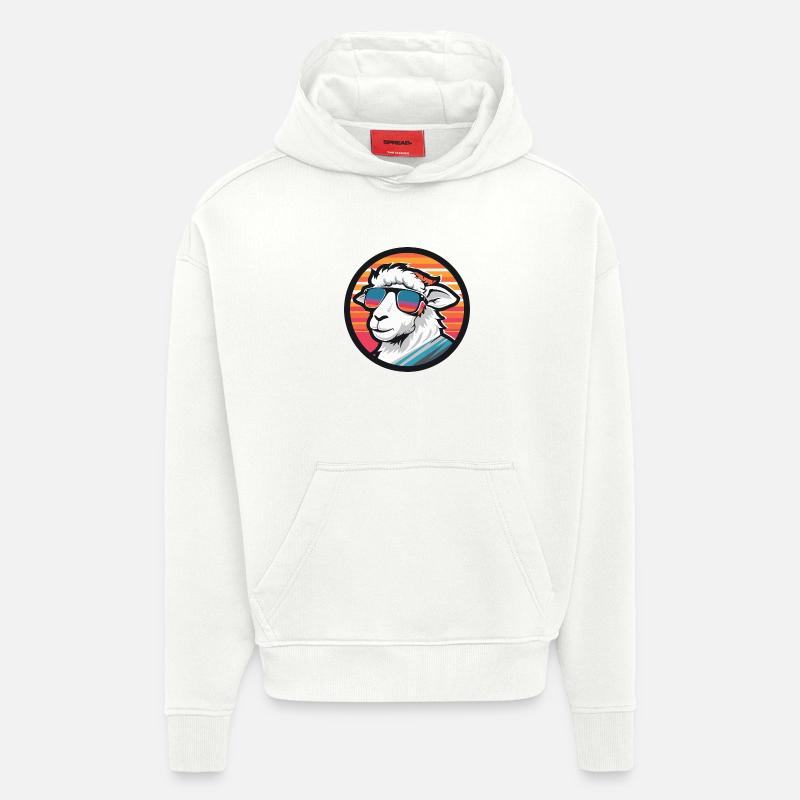 Mouton Bande Dessinée Cool Été - Sweat à capuche bio épais oversize fabriqué en UE - OFF WHITE