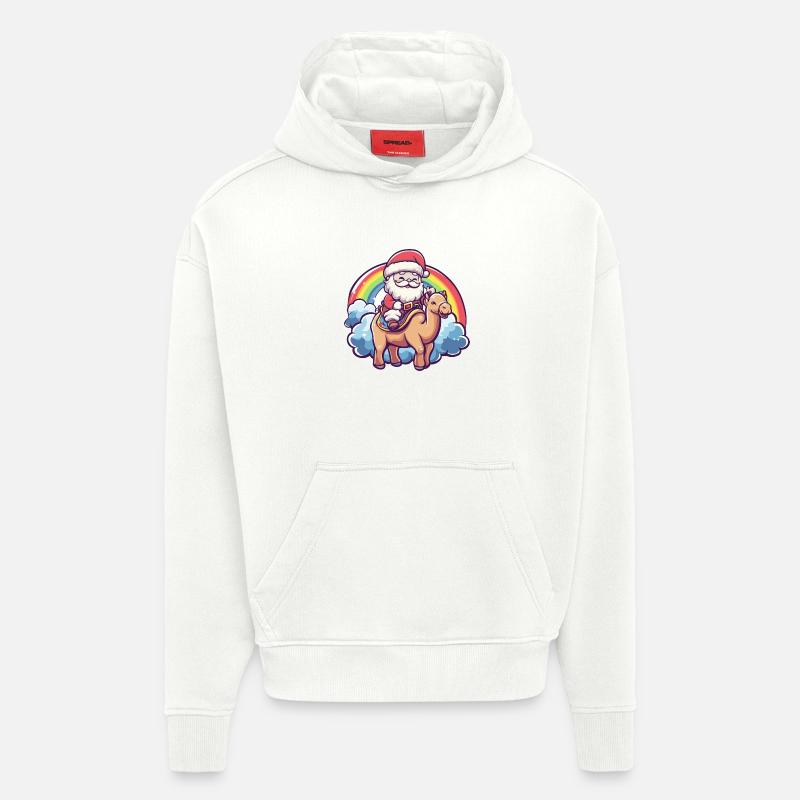 Kamel Weihnachtsmann Regenbogen - Hoodie- made by SPREAD - OFF WHITE