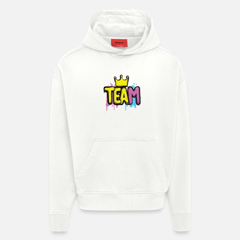 L’équipe Bunt Krone - Sweat à capuche bio épais oversize fabriqué en UE - OFF WHITE