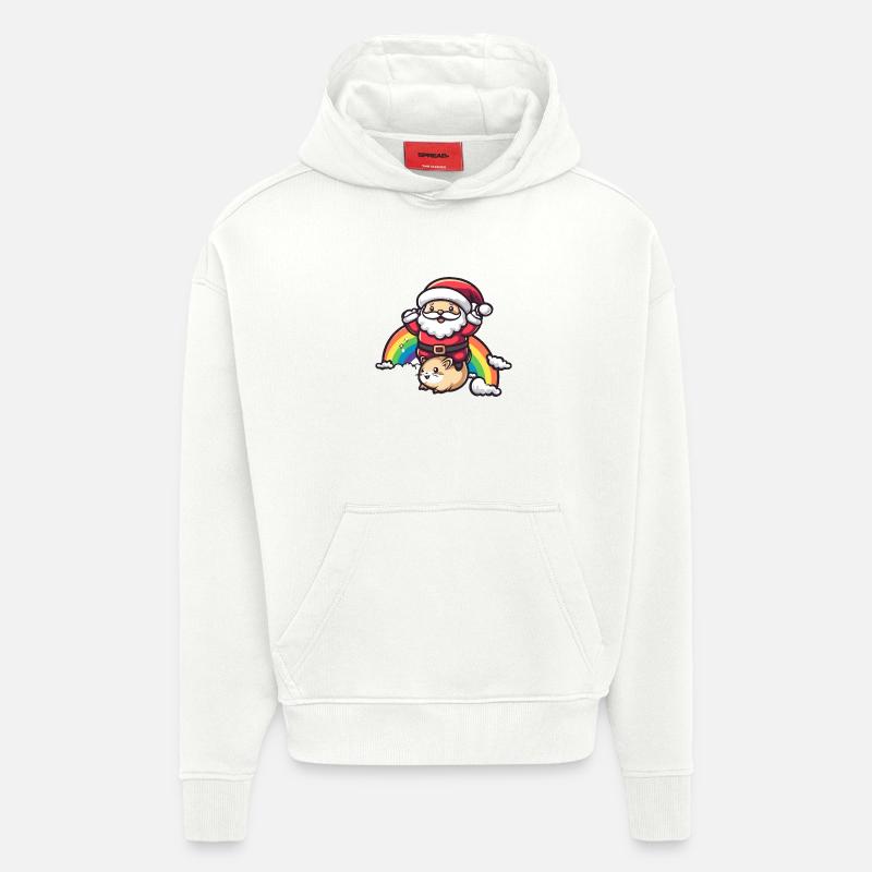 Hamster Weihnachtsmann Regenbogen - Hoodie- made by SPREAD - OFF WHITE