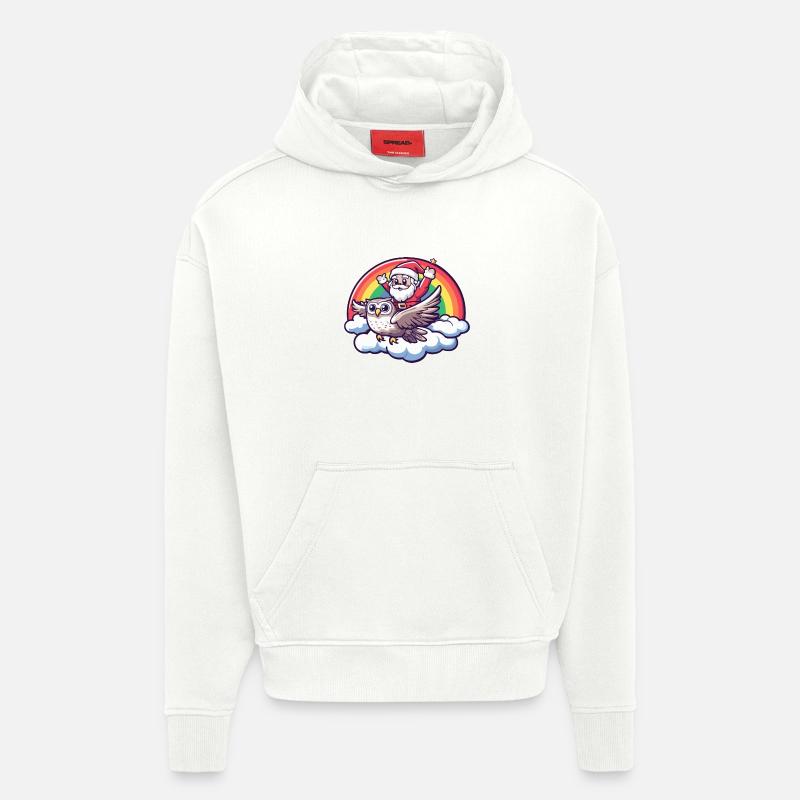 Eule Weihnachtsmann Regenbogen - Hoodie- made by SPREAD  - OFF WHITE