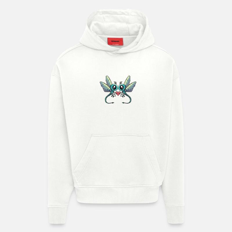 Libellule Couple Saint-Valentin - Sweat à capuche bio épais oversize fabriqué en UE - OFF WHITE
