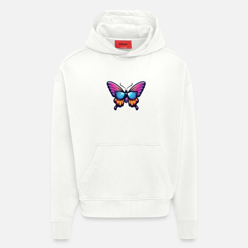 Animal papillon - Sweat à capuche bio épais oversize fabriqué en UE - OFF WHITE