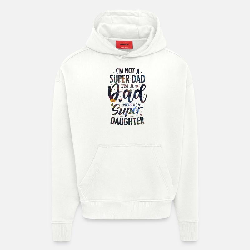 Citation de papa - Sweat à capuche bio épais oversize fabriqué en UE - OFF WHITE