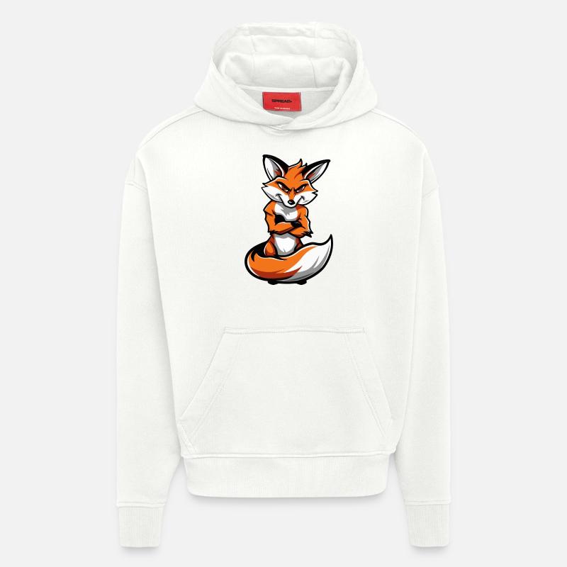 Bande dessinée Fox - Sweat à capuche bio épais oversize fabriqué en UE - OFF WHITE