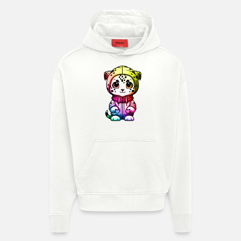 Schneeleopard Winter leopard Tier - Hoodie- made by SPREAD  - OFF WHITE
