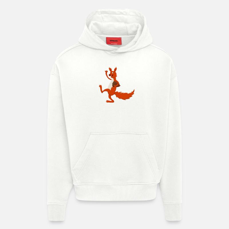 Eichhörnchen mit Eichel - Hoodie- made by SPREAD  - OFF WHITE