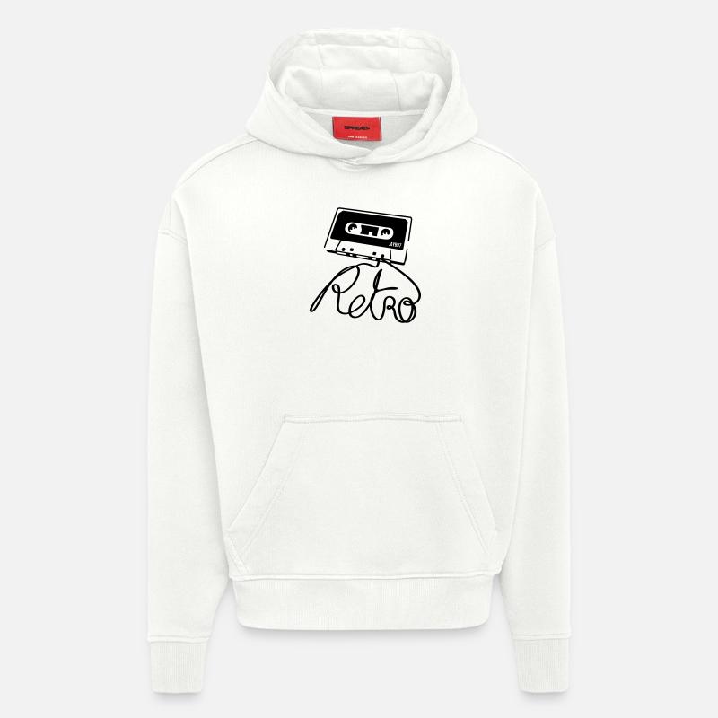 Retro - Sweat à capuche bio épais oversize fabriqué en UE - OFF WHITE