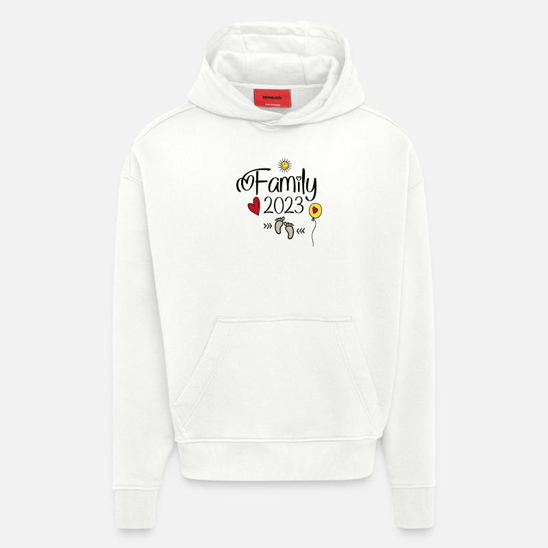 Famille heureuse 2023 - Sweat à capuche bio épais oversize fabriqué en UE - OFF WHITE