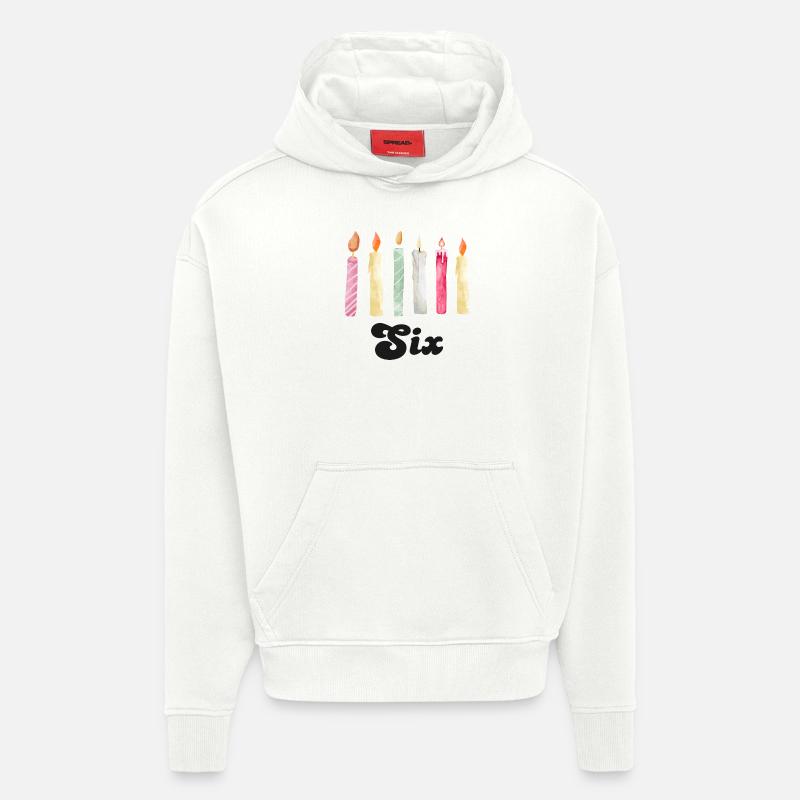 6e anniversaire bougie - Sweat à capuche bio épais oversize fabriqué en UE - OFF WHITE
