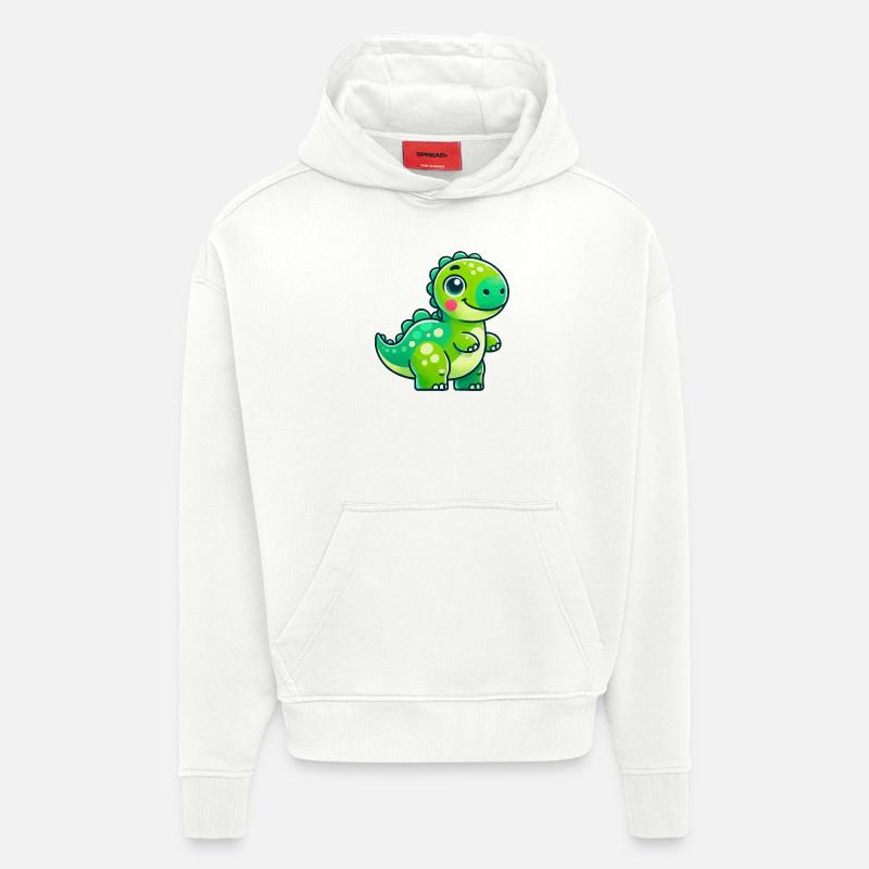 Bande dessinée Dino - Sweat à capuche bio épais oversize fabriqué en UE - OFF WHITE