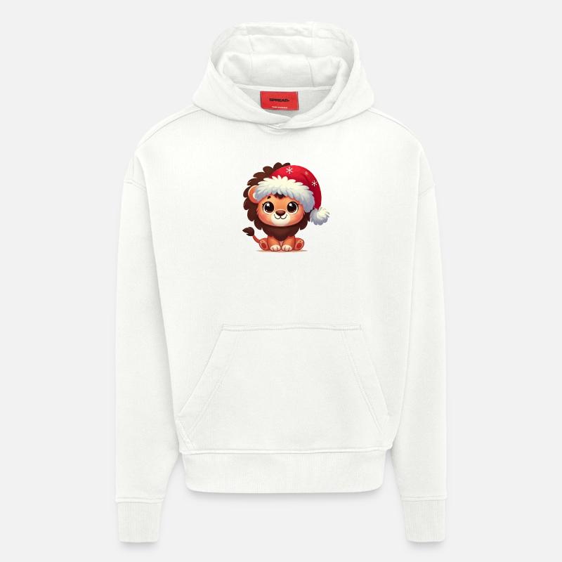 Noël Lion - Sweat à capuche bio épais oversize fabriqué en UE - OFF WHITE