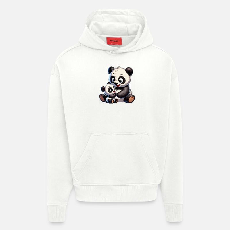 Panda-Mutter mit Kind - Hoodie- made by SPREAD  - OFF WHITE