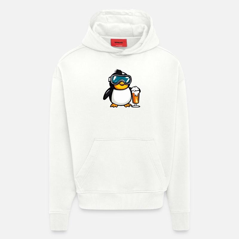 Bière après-ski Penguin - Sweat à capuche bio épais oversize fabriqué en UE - OFF WHITE