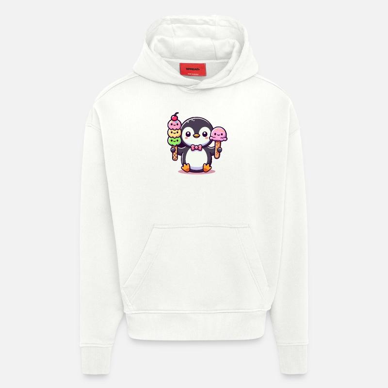 Pingouin avec glace - Sweat à capuche bio épais oversize fabriqué en UE - OFF WHITE