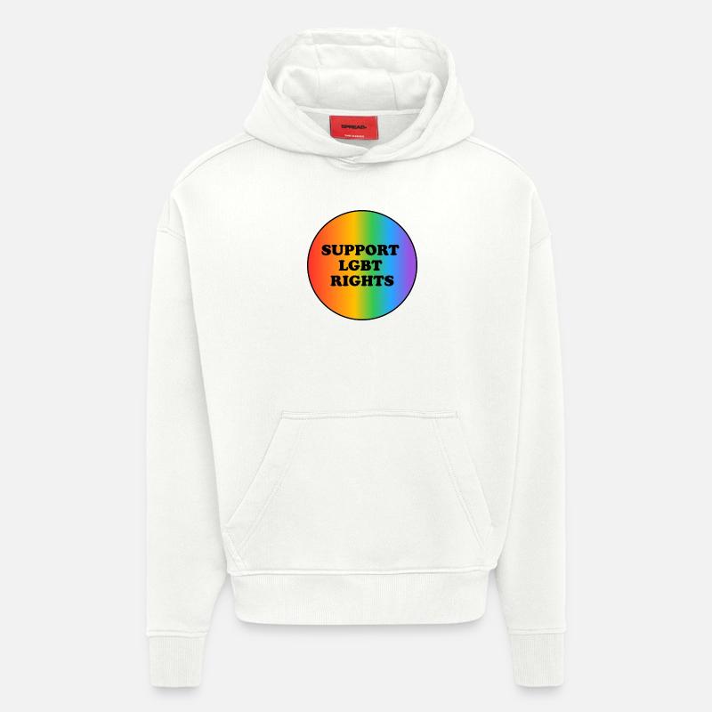 Soutenez les droits des LGBT - Sweat à capuche bio épais oversize fabriqué en UE - OFF WHITE